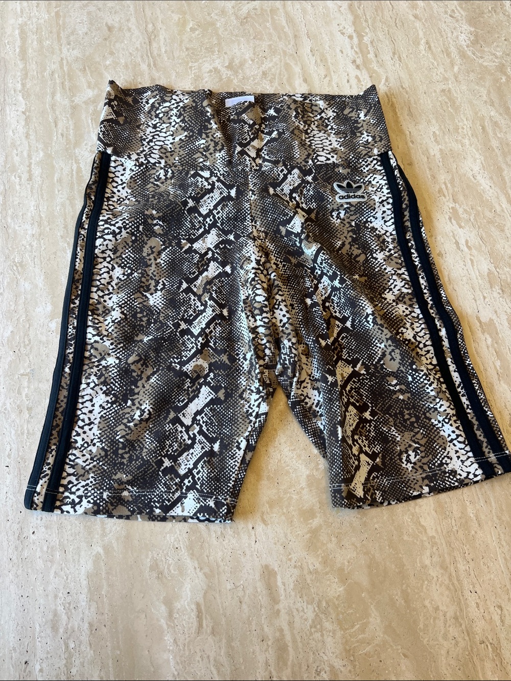 adidas women’s Snake-Print biker Shorts — Black & Tan